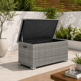 Small Outdoor Rattan Storage Box - Weather-Resistant Garden Storage Chest, Grey