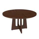 Round Dining Table for 4 - 47 Inch Farmhouse Kitchen Table with Wood Grain Finish, Circular Dining Table for Dining Room & Kitchen, Walnut