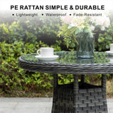 Outdoor Rattan Dining Table - Round Garden Table, Aluminium Frame