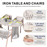 6-Seater Garden Dining Set - Metal Frame, Wood-Effect Table & Chairs