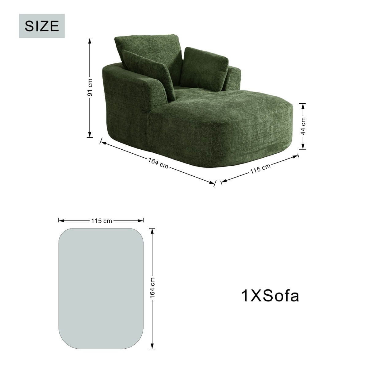 SOFTY Compressed Indoor Lounge Sofa Chair - Green
