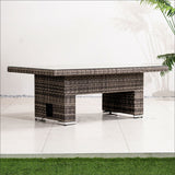 Outdoor Rattan Lift-Top Table with Tempered Glass Top - Garden Coffee Table