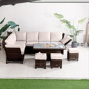 9-Seater Aluminium Fire Pit Sofa Set - Lift-Top Table with Adjustable Armrests