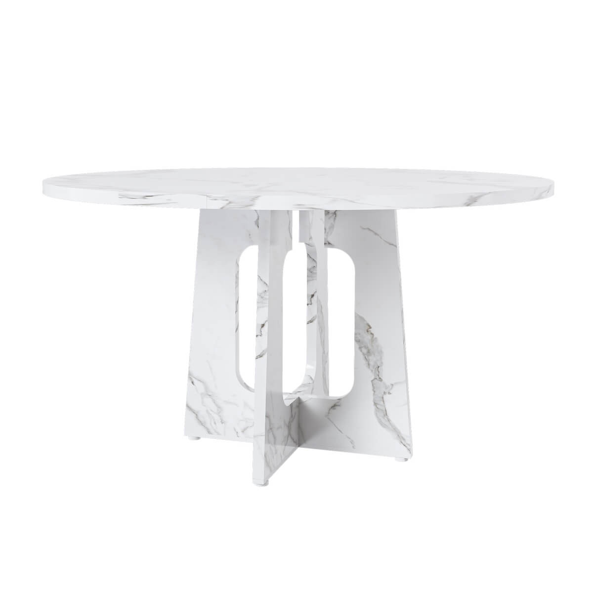 Round Dining Table for 4 - 47 Inch Farmhouse Kitchen Table with Wood Grain Finish, Circular Dining Table for Dining Room & Kitchen, White