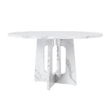 Round Dining Table for 4 - 47 Inch Farmhouse Kitchen Table with Wood Grain Finish, Circular Dining Table for Dining Room & Kitchen, White