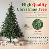 Realistic Full Green Artificial Christmas Tree - PVC Xmas Tree for Easy Setup & Indoor Festive Decoration, 6ft/7ft/8ft