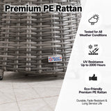 Round Grey Rattan Outdoor Coffee Table - Aluminium Frame Garden Patio Side Table