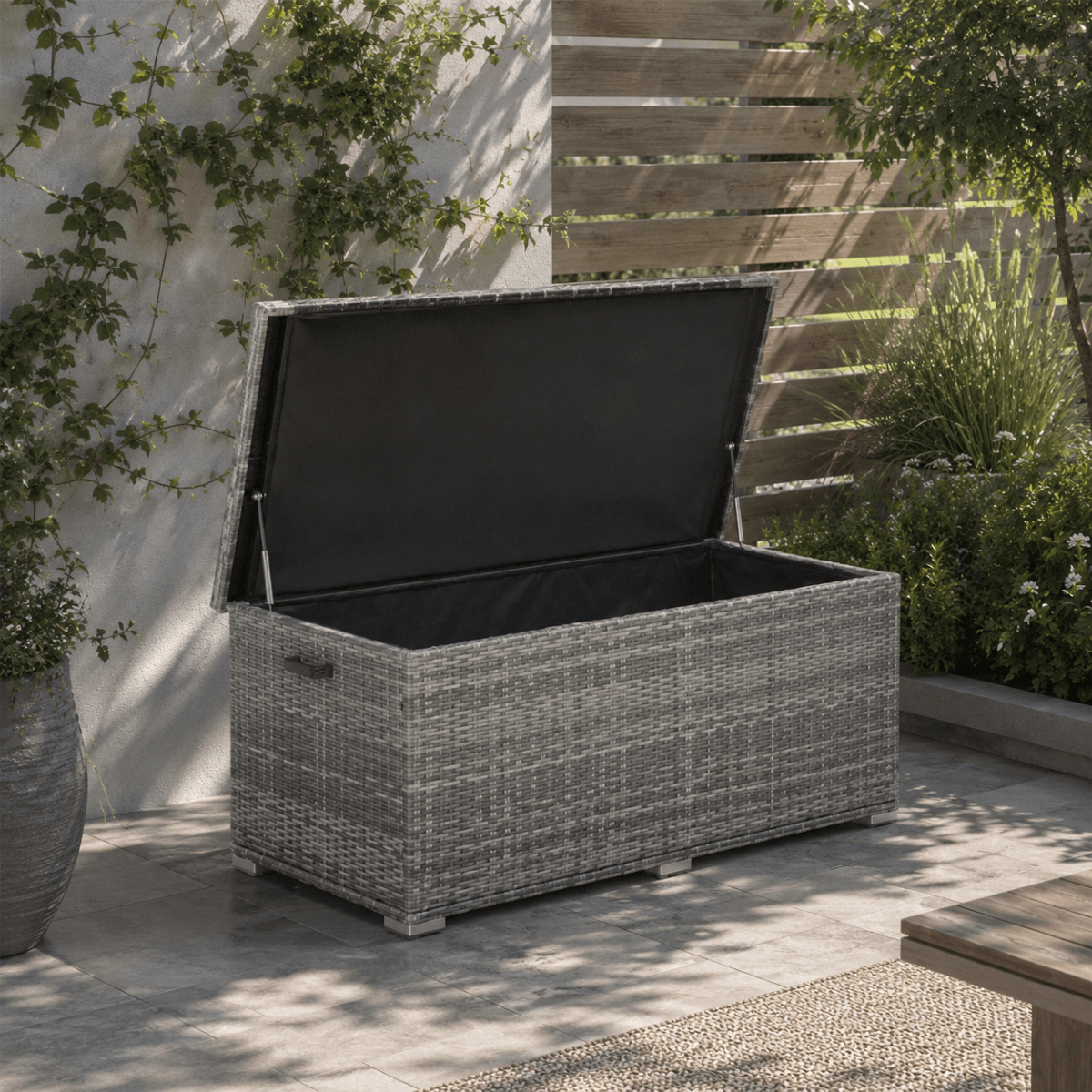 Rattan Garden Storage Box - Medium Outdoor Patio Storage Chest