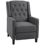 Wingback Recliner Chair, Button Tufted with Leg Rest, Deep Grey Microfibre Cloth