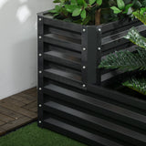2 Tier Raised Garden Bed, Galvanised Planter Box for Vegetables Flowers Herbs, Dark Grey