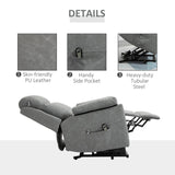 Electric Riser Recliner Chair, 70?? Electric Lift-Up, Faux Leather Grey