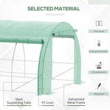 Polytunnel Greenhouse Grow House with Roll-up Sidewalls, Zipped Door and 8 Windows, Green