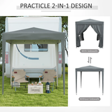 Pop Up Gazebo with Sides, Metal Frame Waterproof Party Tent, Grey