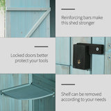 Garden Shed Vertical Utility 3 Shelves Wood Blue