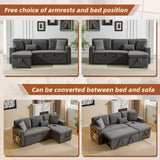 3 Seater L-Shaped Sofa Bed – Pull-Out Corner Couch with Open Storage, Bed Box and Shelf
