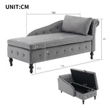 Velvet Chaise Lounge Sofa with Storage, Right Armrest