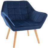 Armchair Accent Chair Wide Arms Slanted Back Blue