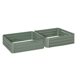 Raised Garden Bed, Set of 2 291L Elevated Galvanised Planter Box for Flowers and Herbs, Green