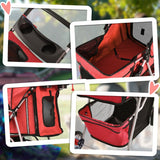 Pet Stroller, Dog Pram, Foldable Pushchair with Wheels and Zipper Entry, Red