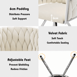 Set of 6 Velvet Swivel Dining Chairs - Upholstered Dining Chairs with 4 Metal Legs for Kitchen & Dining Room, Beige