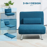Single Sleeper Chair - Linen-Look, Blue