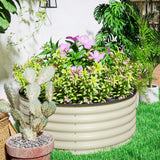 Galvanised Raised Garden Bed with Safety Edging, Outdoor Planter Box, Cream White