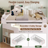 3ft Single Wooden Daybed with Pull-Out Trundle - Sofa Bed with Storage Cabinet and USB and Type-C Charging Station, White