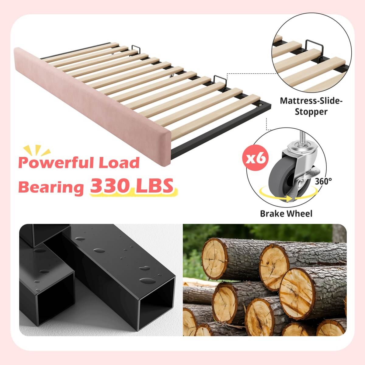 Upholstered Daybed with Pull-Out Bed - 3FT Single Sofa Bed 90x190cm, Trundle Guest Bed with Slatted Frame, Velvet