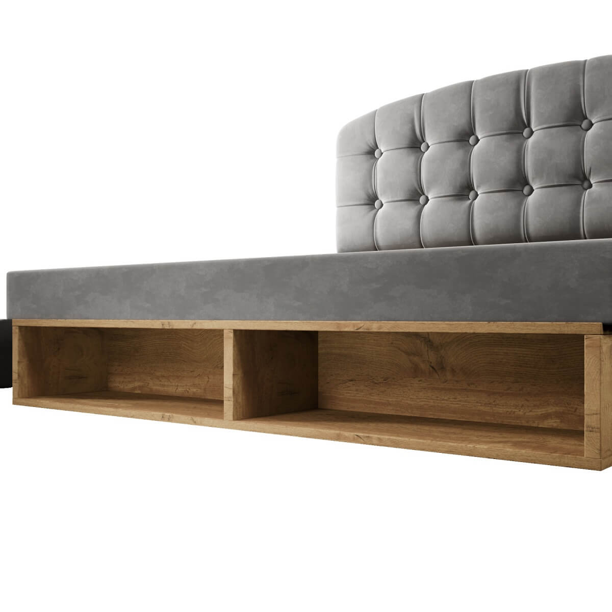 5ft King Velvet Storage Bed - Upholstered Bed Frame with Drawers and Adjustable Headboard, Grey