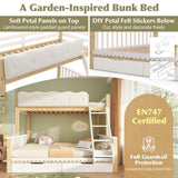 Wooden Bunk Bed for Kids - Single Over Double Bunk Bed with Drawers & Side Bookcase, White & Natural