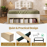 3ft Single Velvet Storage Bed - Upholstered Bed Frame with Drawers and Adjustable Headboard, Beige