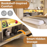 3ft Single Upholstered Sofa Bed with Storage - Linen Daybed with Pull-Out Trundle, USB and Type-C Charging Station, Beige