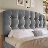 4ft6 Double Velvet Storage Bed - Upholstered Bed Frame with Drawers and Adjustable Headboard, Grey