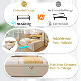 3ft Single Upholstered Sofa Bed with Storage - Linen Daybed with Pull-Out Trundle, USB and Type-C Charging Station, Beige
