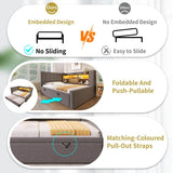 3ft Single Upholstered Sofa Bed with Storage - Linen Daybed with Pull-Out Trundle, USB and Type-C Charging Station, Grey