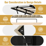 3ft Single Ottoman Bed Frame with LED Headboard - Upholstered Linen Bed with Hydraulic Storage, USB-C Charging and Headboard Storage for Phones and Tablets, Beige
