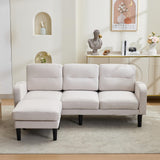 L-Shaped Corner Sofa - 3 Seater Modular Sectional Sofa with Chaise, Side Storage Pockets, Beige