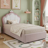 3ft Single Upholstered Storage Bed - Velvet Hydraulic Bed Frame with Lift-Up Storage, Kids Bed, Pink