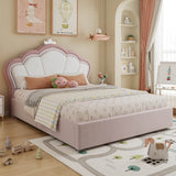 4ft6 Double Upholstered Storage Bed - Velvet Hydraulic Bed Frame with Lift-Up Storage Function, Pink