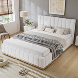 4ft6 Double Upholstered Bed with Soft Headboard - PU & MDF Bed Frame