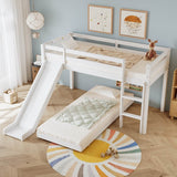 Children's Cabin Bunk Bed with Slide & Ladder — Adjustable Lower Bed for Kids