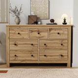 Modern Vintage Storage Sideboard with 7 Drawers - Multi-Room Cabinet, Wood Color