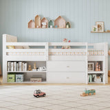 3ft Single Wooden Storage Bed for Kids - Bed Frame with Safety Guardrails, 2 Drawers, Storage Compartments & Upholstered Headboard, White
