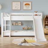 Children's Cabin Bunk Bed with Slide & Ladder — Adjustable Lower Bed for Kids