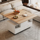 Lift-Top Coffee Table with Storage & Wheels - Extendable Dual Platform Living Room Centre Table