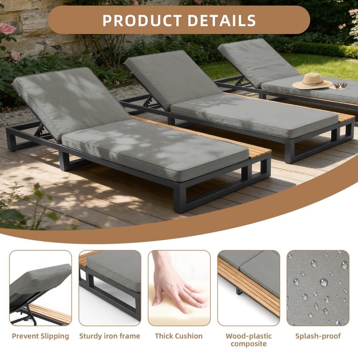 Outdoor Patio Daybed – Double Sun Lounger with Adjustable Backrest, Waterproof Multifunctional Sofa Bed for Garden, Patio & Poolside