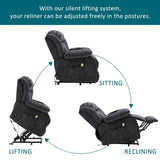 Power Lift Recliner Chair with Massage and Heat - Heavy Duty, Antiskid Fabric, Overstuffed Design