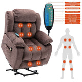 Power Lift Recliner Chair with Heat & Vibration - Overstuffed Fabric Reclining Chair for Elderly