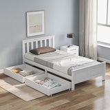 3FT Single Wooden Storage Bed - Solid Pine Bed Frame with Drawers