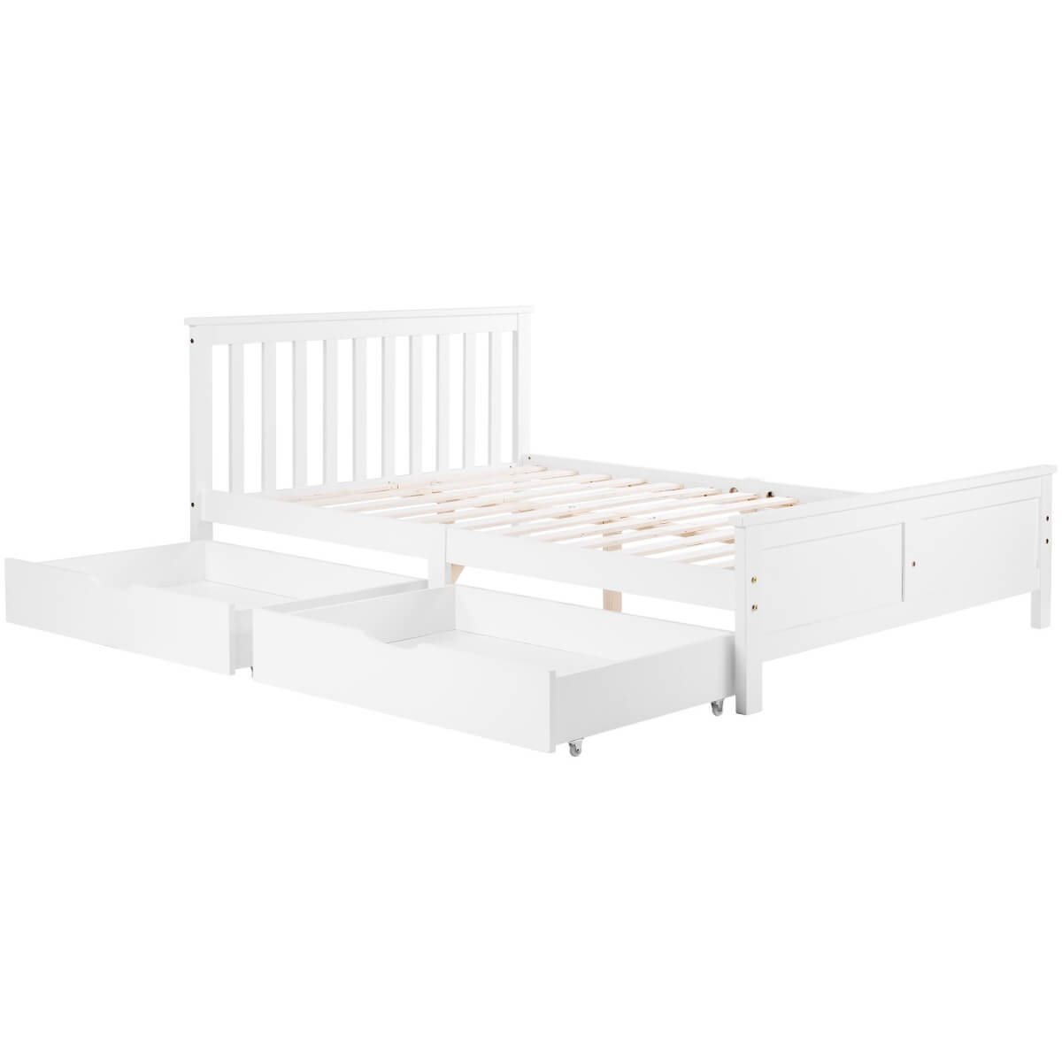 4FT6 Double Wooden Storage Bed - Solid Pine Bed Frame with Drawers